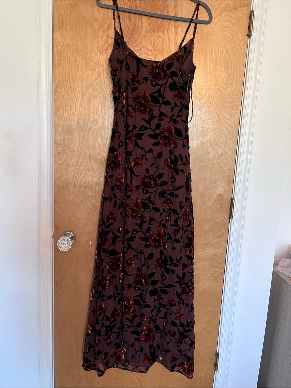 Lulu's Brown Floral Velvet Maxi Dress - Picture 8 of 10